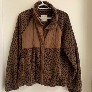 Abercrombie animal print button up sweater, size large